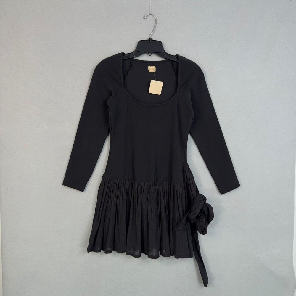 Free People Free-est Dress Womens Small Black Lexi Mini Drop Waist Boho